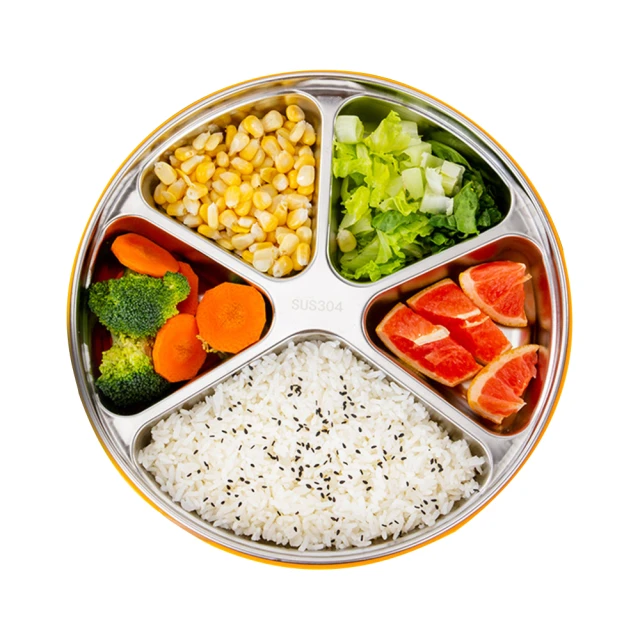 【德利生活】帶蓋加深分格不鏽鋼餐盤 大五格304盤＋塑膠蓋(餐具 盤子 不鏽鋼餐盤 不鏽鋼盤子) 歷史價格詳細信息