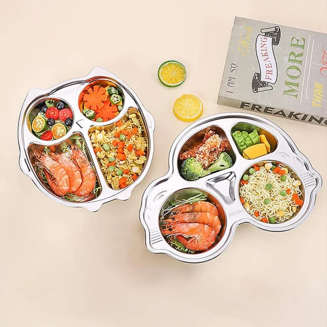 【不鏽鋼兒童餐盤】可愛兒童餐具 寶寶卡通餐盤 分隔餐盤 動物造型 兒童餐盤 歷史價格詳細信息