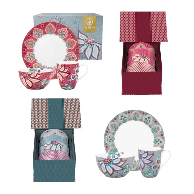 【PIP STUDIO】Flower Festival Dark Pink 杯盤組(3件組/早餐套組) 歷史價格詳細信息