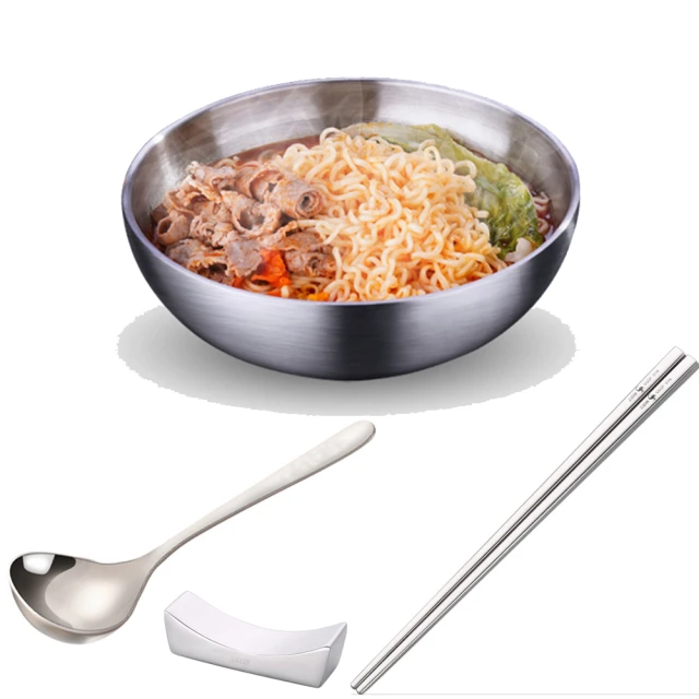 PUSH!餐具304不銹鋼碗加厚雙層隔熱湯碗沙拉碗碗泡麵碗大號E166 歷史價格詳細信息