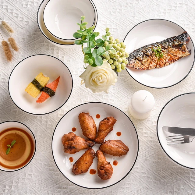 【Homely Zakka】北歐創意簡約黑邊Black系列陶瓷餐具_6件組 歷史價格詳細信息