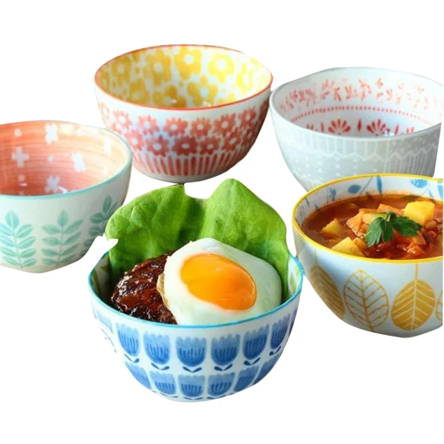 【YS-MART】北歐風格花碗5件組_日本製(飯碗 湯碗) 歷史價格詳細信息