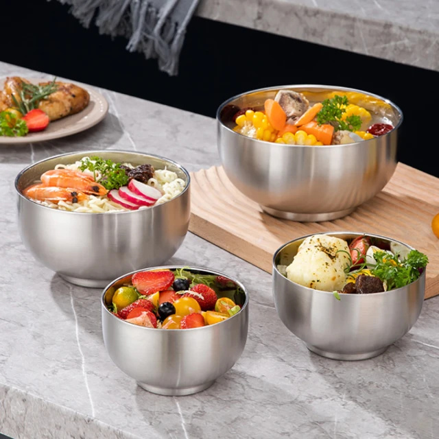 【媽媽咪呀】經典韓式頂級316不鏽鋼雙層隔熱碗13cm加大(防摔碗  飯碗 泡麵碗) 歷史價格詳細信息