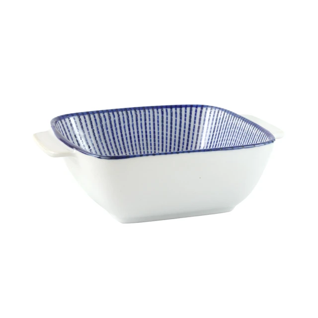 【Just Home】日式藍紋十草陶瓷6吋雙耳方缽/方碗(藍色線條餐具) 歷史價格詳細信息