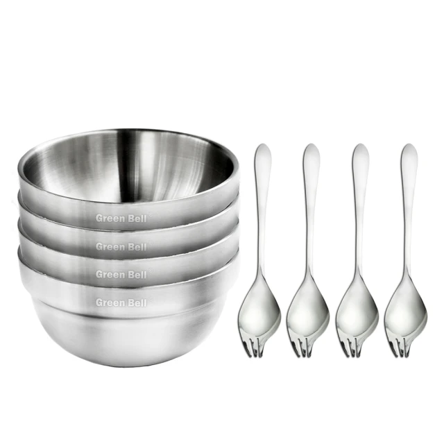 【GREEN BELL 綠貝】特談 超值8件組316不鏽鋼雙層隔熱碗叉組(11.5cm白金碗4入+316湯叉4入) 歷史價格詳細信息