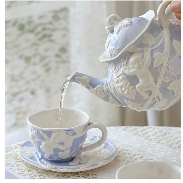 【JEN】英式下午茶手繪描金子母壺咖啡杯子茶具組(一杯一壺) 歷史價格詳細信息