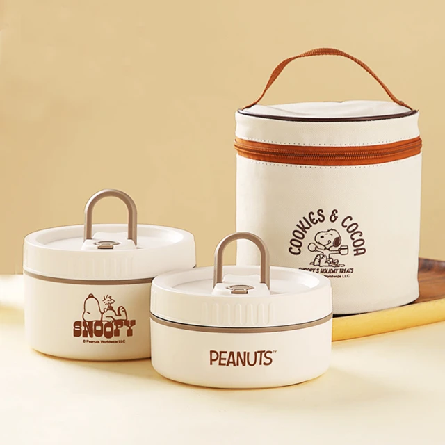 【優貝選】SNOOPY 史努比搭色雙柄 大容量多功能不鏽鋼雙層快餐碗/便當 900ML 歷史價格詳細信息