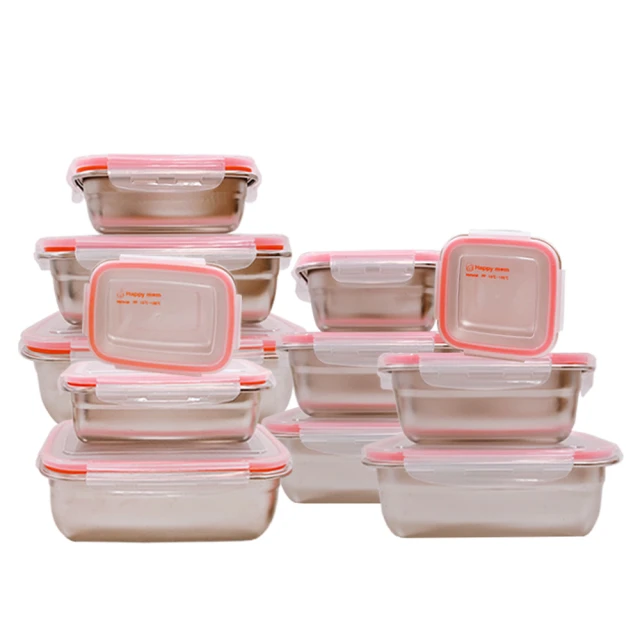 【幸福媽咪】304不鏽鋼保鮮盒/便當盒幸福三件組(HM-304)正方型 歷史價格詳細信息