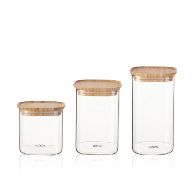 【KINYO】竹蓋耐冷熱大口徑密封儲物罐3入全配組合(800+1000+1500ml) 歷史價格詳細信息