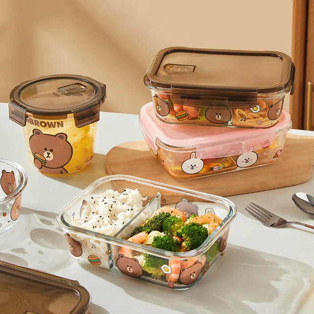 【LINE FRIENDS】熊大兔兔2格玻璃保鮮盒便當盒(可微波) 歷史價格詳細信息