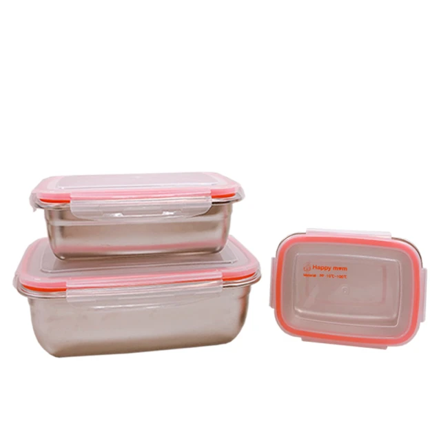 【幸福媽咪】304不鏽鋼保鮮盒/便當盒幸福三件組(HM-304)正方型 歷史價格詳細信息