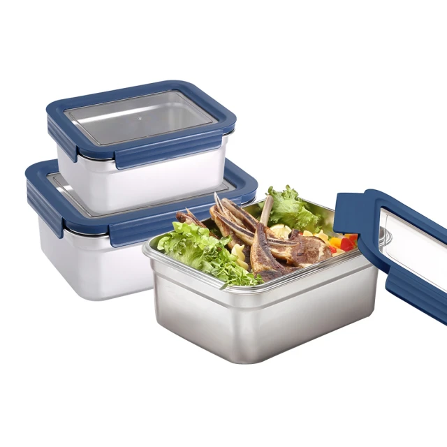 【掌廚可樂膳】透視可微波304不鏽鋼保鮮盒3件組(655ml+1540ml) 歷史價格詳細信息