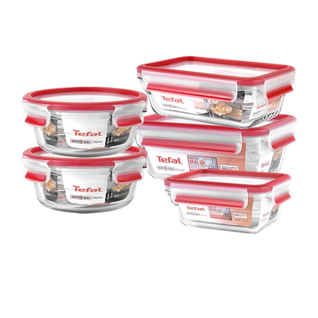 【Tefal 特福】新一代無縫膠圈耐熱玻璃保鮮盒5件組(600ML*2+450ML+700ML+850ML) 價格比較,價格查詢,歷史價格詳細信息