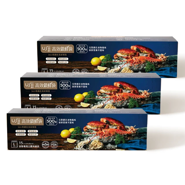 【USii 優系】高效鎖鮮食物專用立體夾鏈袋 M*3(超值3入組) 歷史價格詳細信息