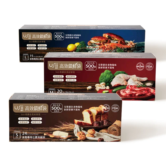 【USii 優系】高效鎖鮮食物專用立體夾鏈袋 M*3(超值3入組) 歷史價格詳細信息