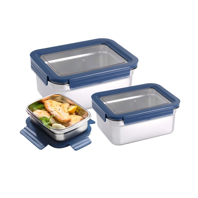 【掌廚可樂膳】透視可微波304不鏽鋼保鮮盒3件組(655ml+1540ml) 歷史價格詳細信息