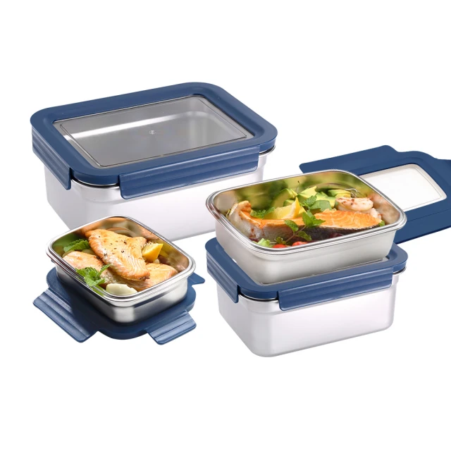 【掌廚可樂膳】透視可微波304不鏽鋼保鮮盒3件組(655ml+1540ml) 歷史價格詳細信息