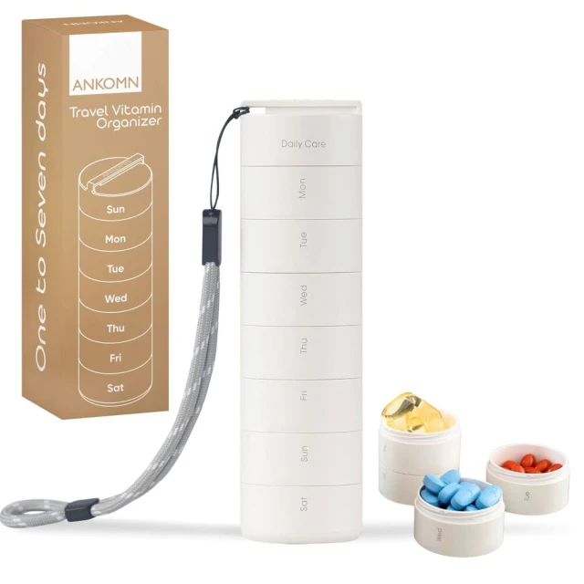 【ANKOMN】營養氣密艙-隨行7日份保健品、藥品密封分裝罐/藥盒石兩白一黑三入組(可隨需求增減攜帶格數) 歷史價格詳細信息