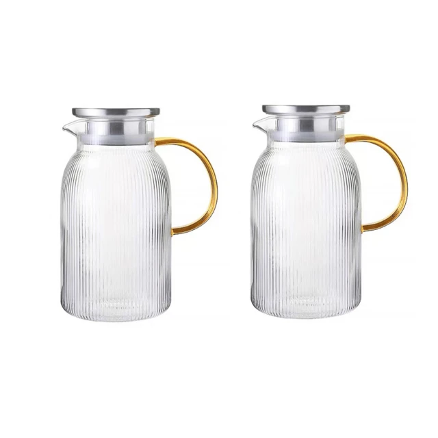 【日本FOREVER】耐熱玻璃直條紋把手水壺1500ml附水杯5件組-透明 歷史價格詳細信息