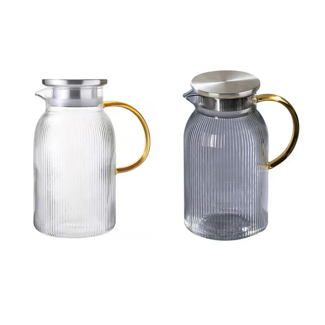 【日本FOREVER】耐熱玻璃直條紋把手水壺1500ml附水杯5件組-透明 歷史價格詳細信息
