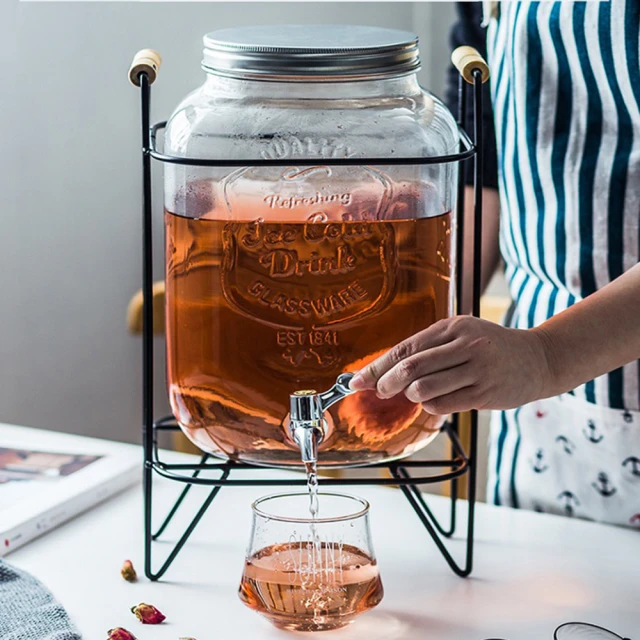 8L玻璃飲料果汁桶套裝(附不鏽鋼龍頭+木架)8457 歷史價格詳細信息