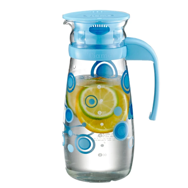 【Tiamo】Tiamo 玻璃水壺把手款1000ml-普普風紅色(HG2283) 歷史價格詳細信息