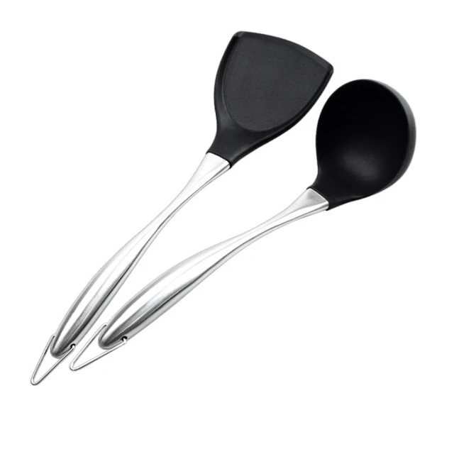 PUSH!廚房用品不粘鍋鍋勺不傷鍋耐高溫矽膠鍋勺(包鋼款湯勺)D182 歷史價格詳細信息