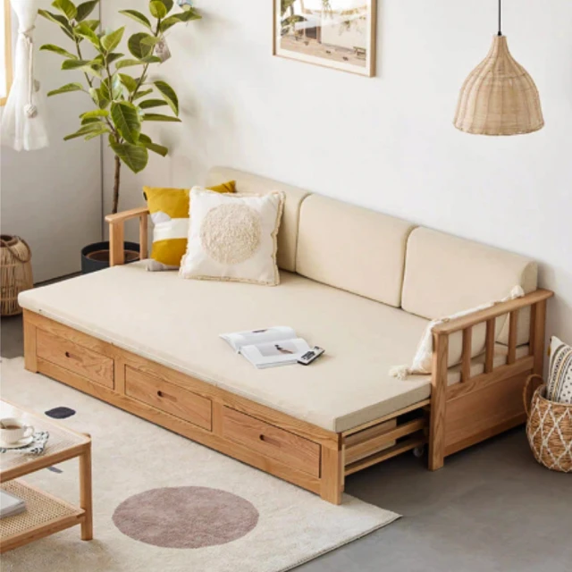 實木沙發床 無扶手儲物摺疊床 公寓小戶型伸縮懶人沙發床多色可選 歷史價格詳細信息