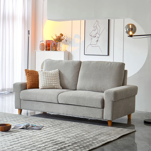 【擇木深耕】萊恩三人座布沙發 乳膠墊+獨立筒版(兩色) 歷史價格詳細信息