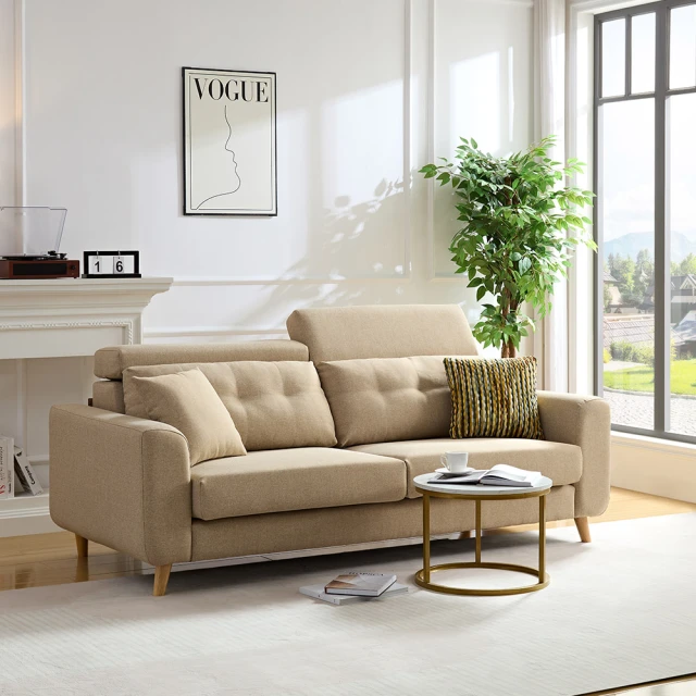 【擇木深耕】夏洛特三人座布沙發-乳膠墊+獨立筒版 歷史價格詳細信息