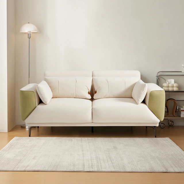 【hoi! 好好生活】林氏木業清新布藝實木扶手沙發床 TBS206-米灰色/安運費用800元 歷史價格詳細信息