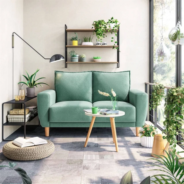 林氏木業北歐小戶型雙人布沙發 LS075-淺綠色 歷史價格詳細信息