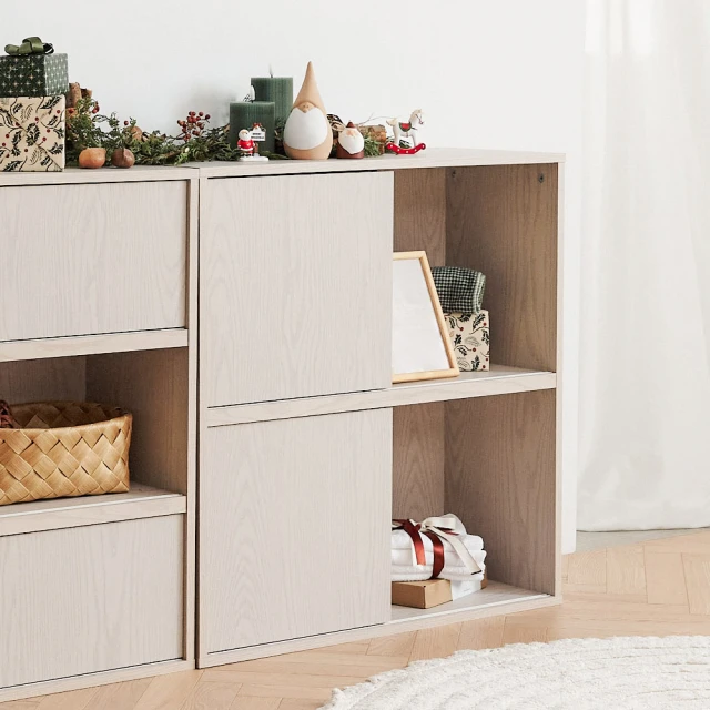 【完美主義】日式簡約木紋雙格櫃/門櫃/空櫃/書櫃/收納櫃(二色可選) 歷史價格詳細信息