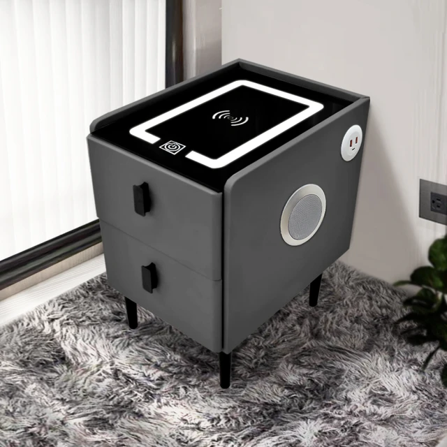 IHouse-AI科技床頭櫃/邊櫃 觸控夜燈+無線充電+USB+藍芽喇叭 (30*40*48) 歷史價格詳細信息