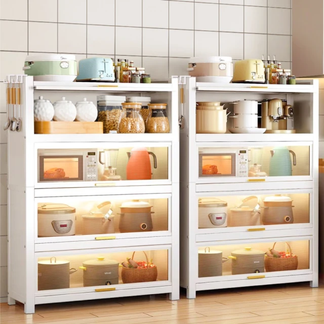 防塵置物架櫃子 廚房桌子長方形多功能置物架帶櫃子切菜臺家用多層簡易收納做飯桌 歷史價格詳細信息