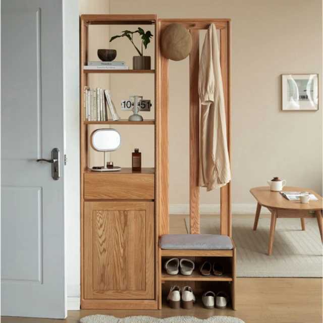 源氏木語布拉格橡木原木色玄關置物櫃穿鞋椅1M Y84L01 梨白色 歷史價格詳細信息