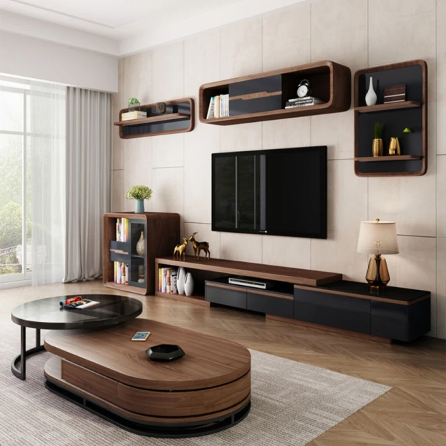 鋼化玻璃電視櫃茶几組合套裝 黑白北歐簡約大小戶型客廳電視機櫃 歷史價格詳細信息