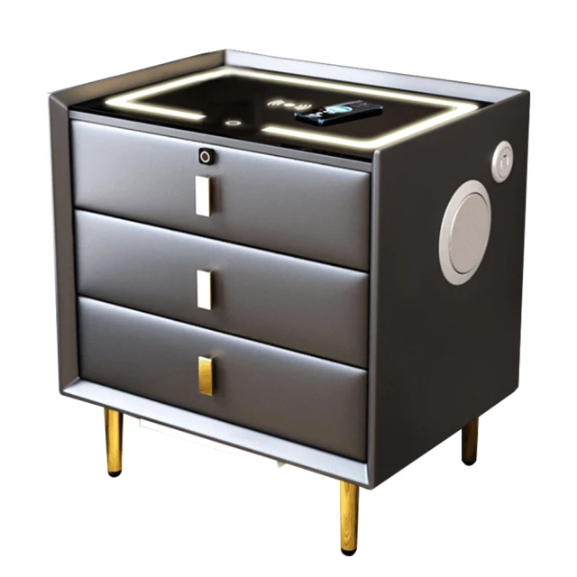 輕奢智能多功能床邊櫃 超窄小型床頭櫃 實木床頭櫃  床頭櫃 無線充電 指紋瑣 自帶觸控LED白色25x40x50cm 歷史價格詳細信息