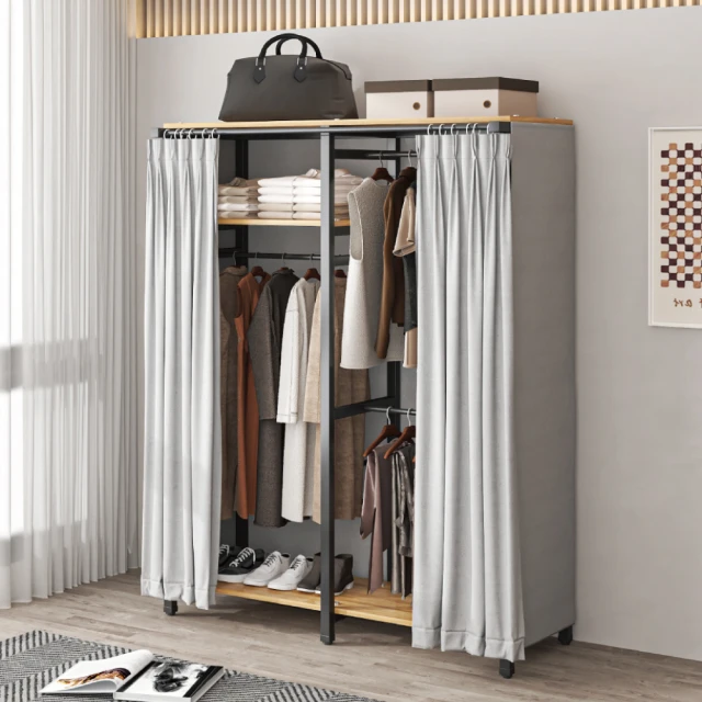 【慢慢家居】現代簡約附廉開放式衣櫃-3尺雙吊(W90xD50xH200cm/掛衣架) 歷史價格詳細信息