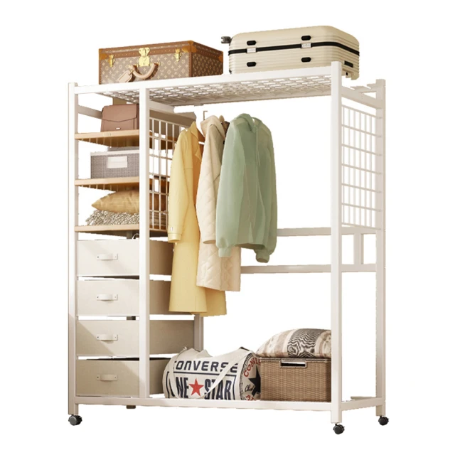 開放式 衣櫃 衣櫥(衣帽架 掛衣架 帶門簾收納框 落地床邊掛衣服架子 宿捨簡易衣櫃 衣帽架) 歷史價格詳細信息