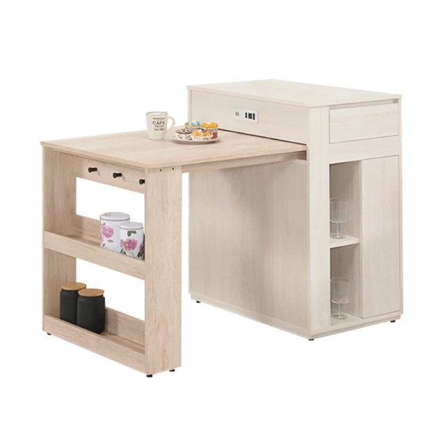 【文創集】坦克5.7尺可伸縮多功能中島餐桌櫃 價格比較,價格查詢,歷史價格詳細信息