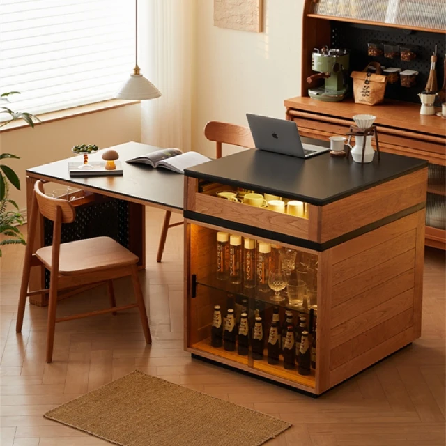 【Taoshop 淘家舖】M - 櫻桃木中島岩版餐桌｜可伸縮吧台 - MS003(1.4米餐桌+80島台) 歷史價格詳細信息