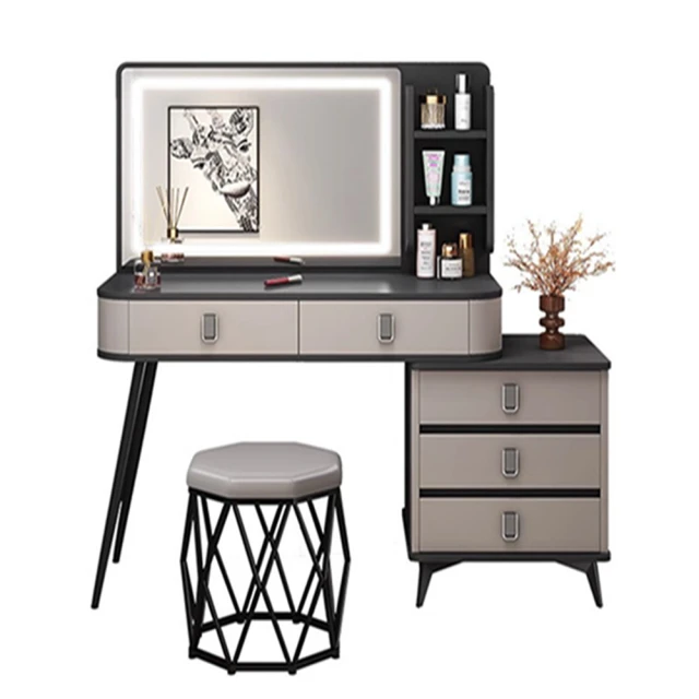 梳妝台 梳妝桌 化妝桌 意式翻蓋化妝桌 小型化妝鏡桌 收納櫃 一體多功能梳妝桌子 歷史價格詳細信息