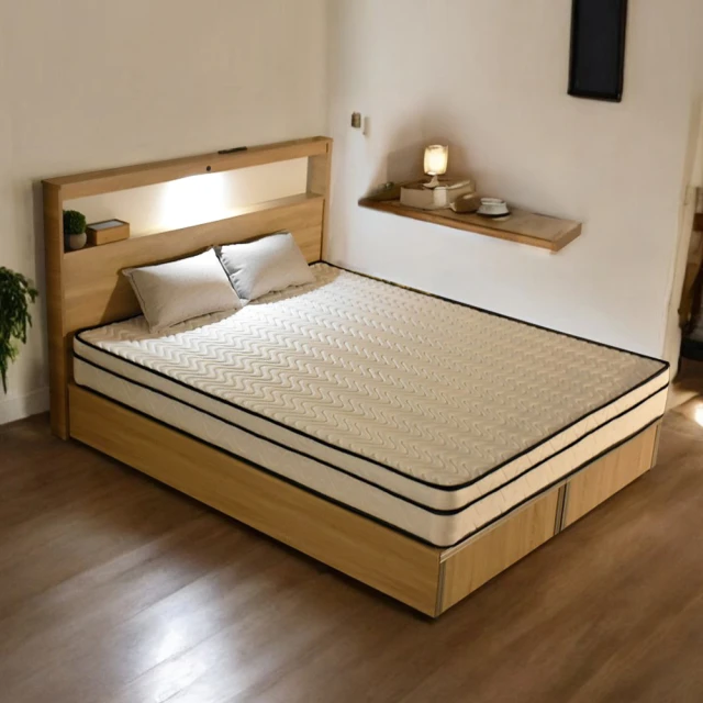 【IHouse】山田 LED燈光插座USB房間3件組(床頭+高腳底+床墊)-雙大6尺 歷史價格詳細信息