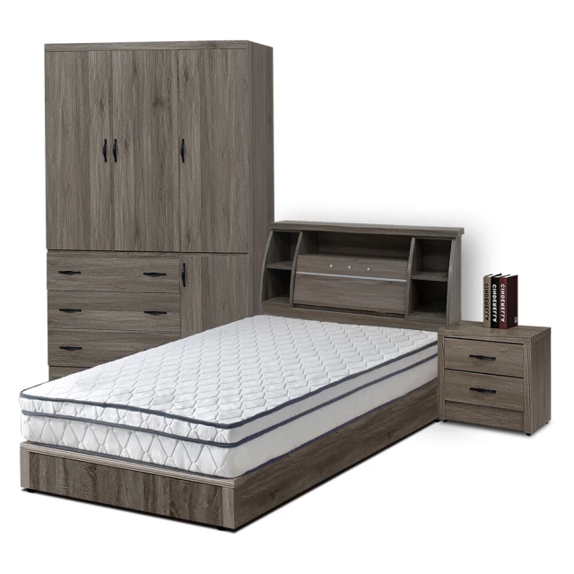 【A FACTORY 傢俱工場】簡約風 插座房間三件組 單人3尺(床頭+六分床底+床墊) 歷史價格詳細信息