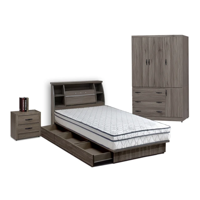 【A FACTORY 傢俱工場】簡約風 插座房間三件組 單人3尺(床頭+六分床底+床墊) 歷史價格詳細信息