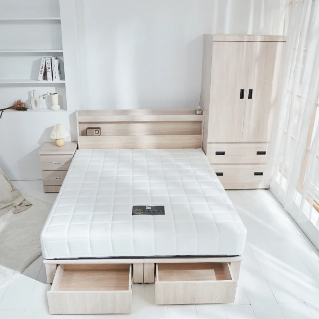 【藤原傢俬】全木芯板2層收納床頭5尺(不含床架) 歷史價格詳細信息