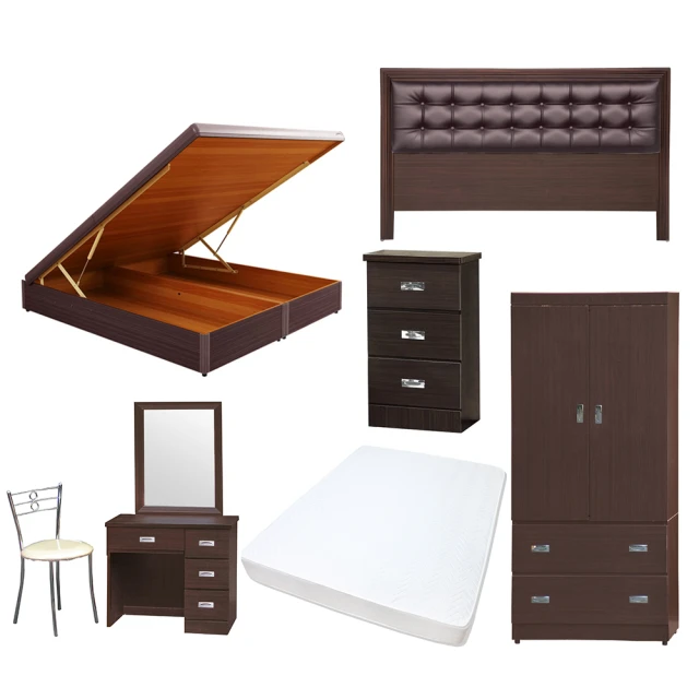 【顛覆設計】房間五件組 床頭箱+後掀床+獨立筒+床頭櫃+衣櫥(雙人5尺) 歷史價格詳細信息