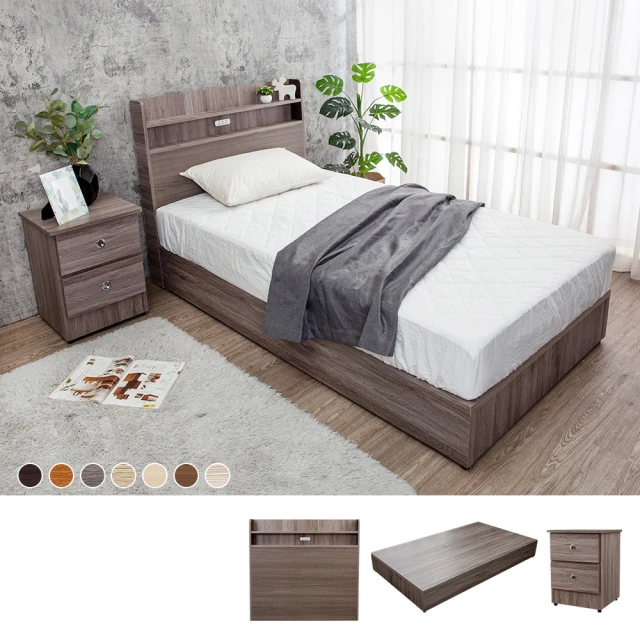 Boden-米恩3.5尺單人床房間組-3件組-床頭箱+六分床底+A1舒柔緹花床墊(古橡色-七色可選) 歷史價格詳細信息