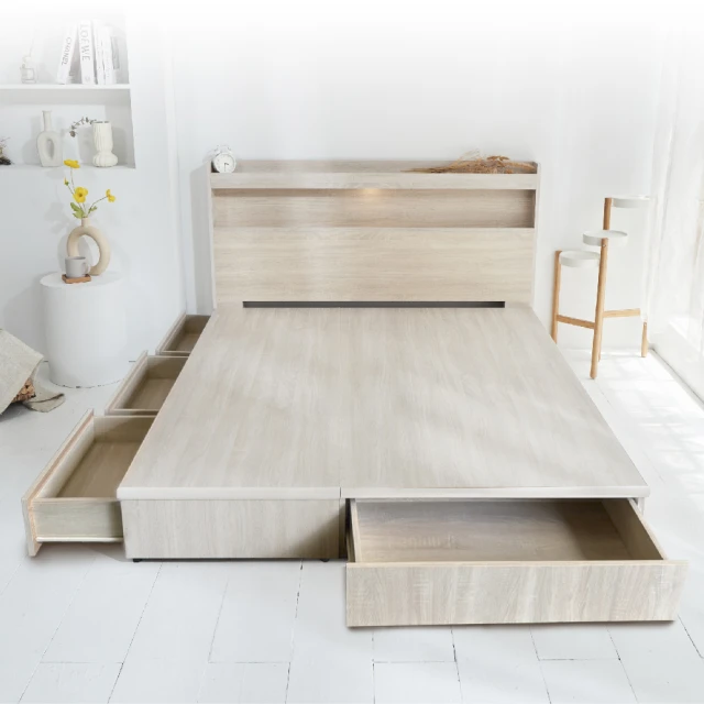 【藤原傢俬】全木芯板2層收納床頭5尺(不含床架) 歷史價格詳細信息